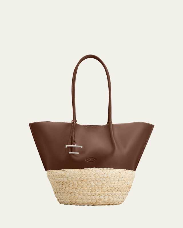 Bux Woven Leather Shopping Tote Bag